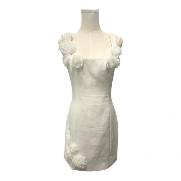 ELLIATT Trompe Mini Floral 3D Dress in Ivory LWD Bridal Little White Dress SMALL - Picture 11 of 16